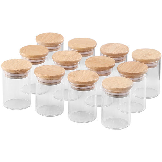 12Pcs Jars Wood Spice Rack
