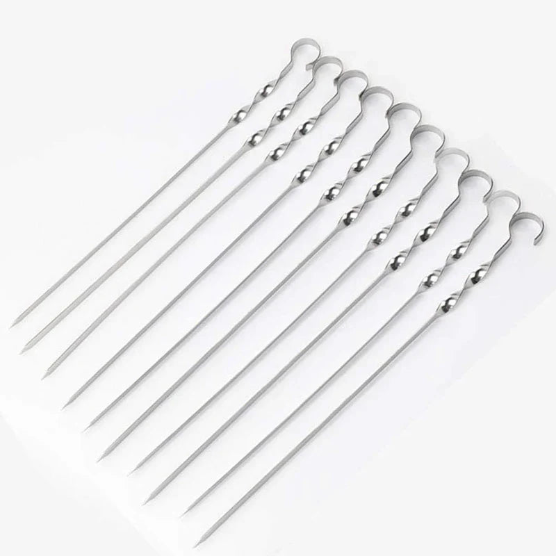 Complete BBQ Accessories 1 Piece Portable Grill 1 Piece Oil Spray Bottle 1 Piece Oil Bottle with Brush 1 Piece BBQ Clip Folder Grill (Pack of 6) Barbecue Skewers Stainless Steel Sticks