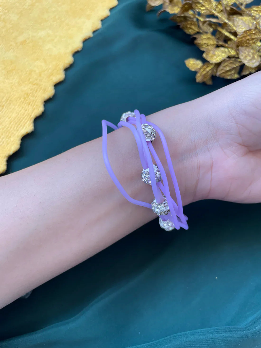 Magnetic purple Blue clasp multilayered bracelet with Rhinestone
