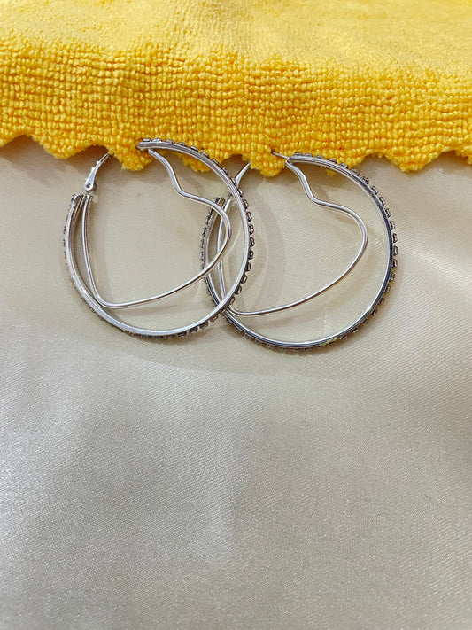 Sterling Silver big hoop heart earrings