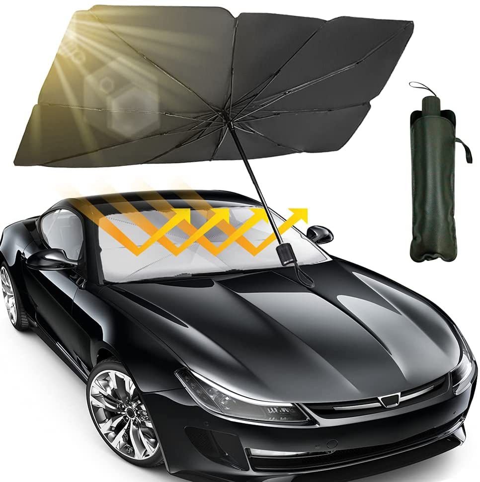 Car Sun Shade Umbrella, Car Umbrella Sun Shade Cover for Windshield UV Reflecting Foldable Front Car Sunshade Umbrella (clickgo
