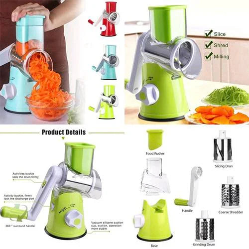 Table Top Drum Cutter, Manual Vegetable Cutter Slicer ,3 in1 Slicer,3 In 1 Vegetable Slicer And Cutter, grater, 3 in 1 Manual Vegetable Cutter Slicer and Peeler, Fruit and Vegetable Cutter and Chopper, for Cucumber, Carrot, Potato and Cheese