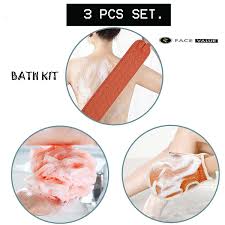 3 Pieces Bath Shower Sponge Set for Cleaning Body, Bath Back Scrubber, Exfoliating Gloves, Honeycomb Sponge.