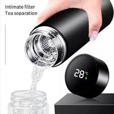 500ML LED Temperature Display Bottle, Stainless Steel Intellective Thermos with Double Bottom, Smart Vacuum Insulated Water Bottle, Digital Water Bottle - Temperature Display Vacuum Insulated, Thermos Flask Made of Premium Stainless Steel