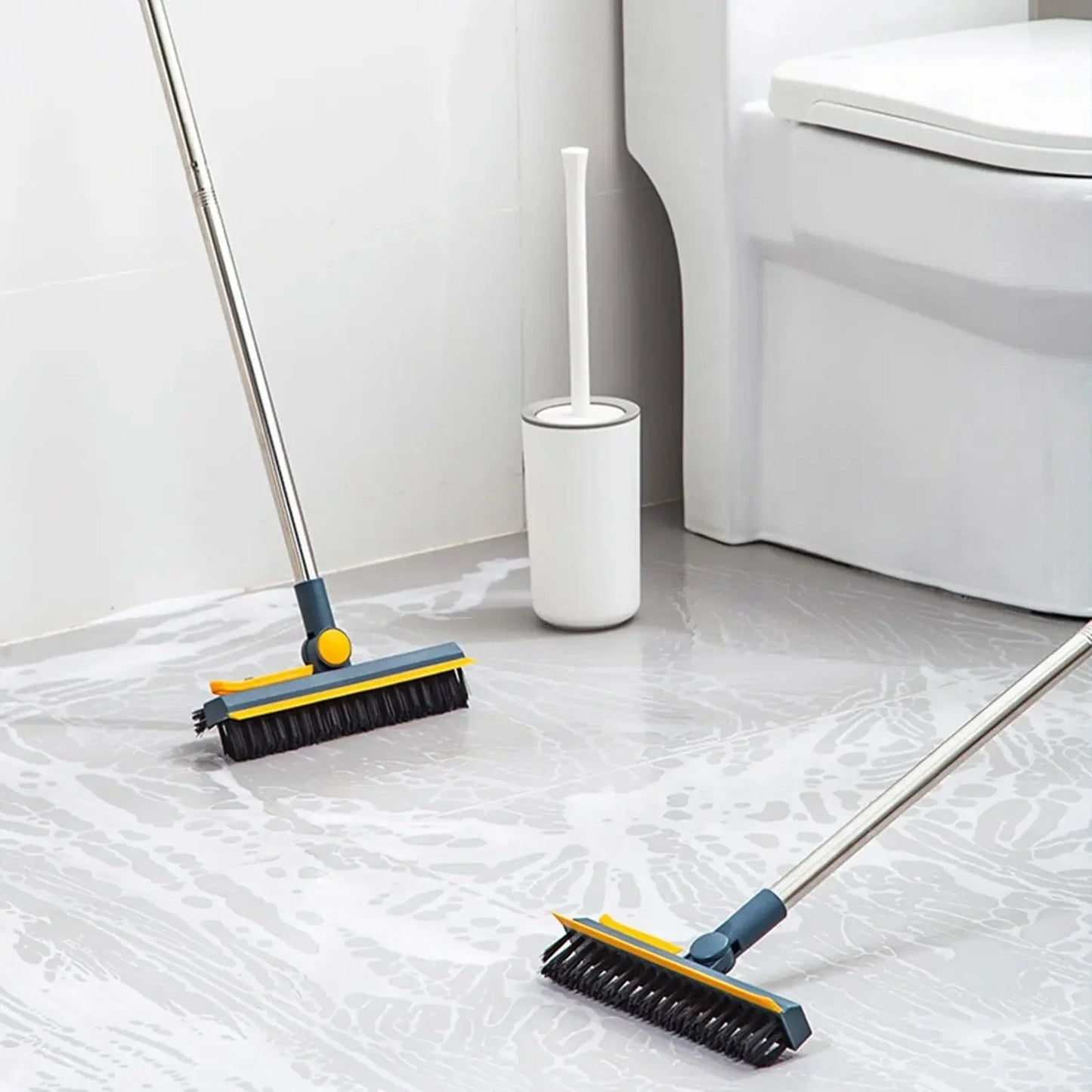 3 in 1 Floor Scrubber Wiper Brush, 3 In 1 V Shaped Cleaning Brush, Floor Scrub Magic Broom With Long Handle, Floor Cleaning Brush, Long Handle Stiff Broom