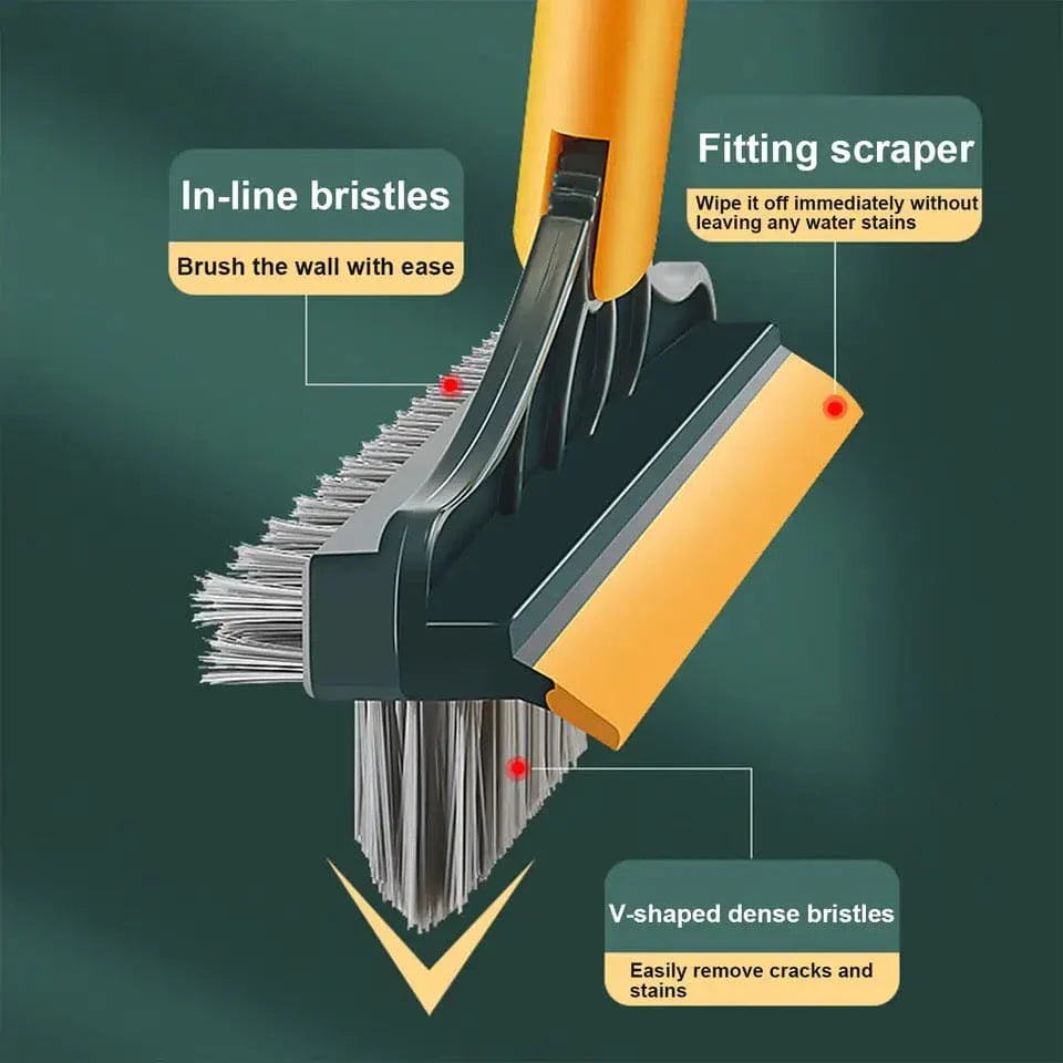 3 in 1 Floor Scrubber Wiper Brush, 3 In 1 V Shaped Cleaning Brush, Floor Scrub Magic Broom With Long Handle, Floor Cleaning Brush, Long Handle Stiff Broom