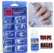 Artificial Reusable Nails Set With One 3gm Nail Glue, Perfect For Nails Extension -100 Nails & One Nail Glue(3gm) FREE