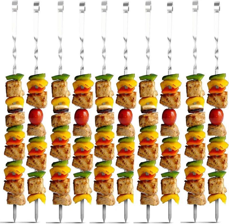 Complete BBQ Accessories 1 Piece Portable Grill 1 Piece Oil Spray Bottle 1 Piece Oil Bottle with Brush 1 Piece BBQ Clip Folder Grill (Pack of 6) Barbecue Skewers Stainless Steel Sticks