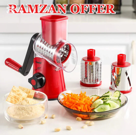 Table Top Drum Cutter, Manual Vegetable Cutter Slicer ,3 in1 Slicer,3 In 1 Vegetable Slicer And Cutter, grater, 3 in 1 Manual Vegetable Cutter Slicer and Peeler, Fruit and Vegetable Cutter and Chopper, for Cucumber, Carrot, Potato and Cheese