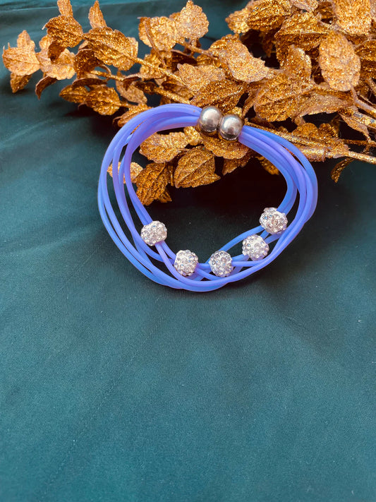 Magnetic purple Blue clasp multilayered bracelet with Rhinestone