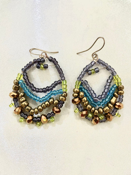 Black layered Beaded earrings