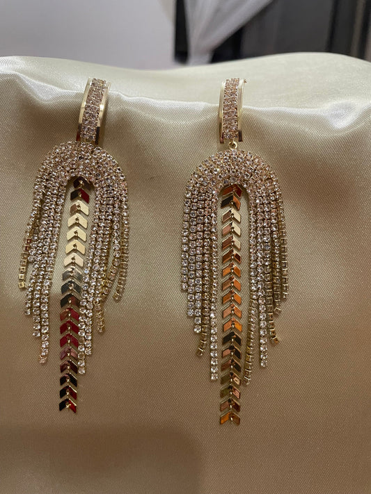 Luxury Golden long tassel Dangle Earrings