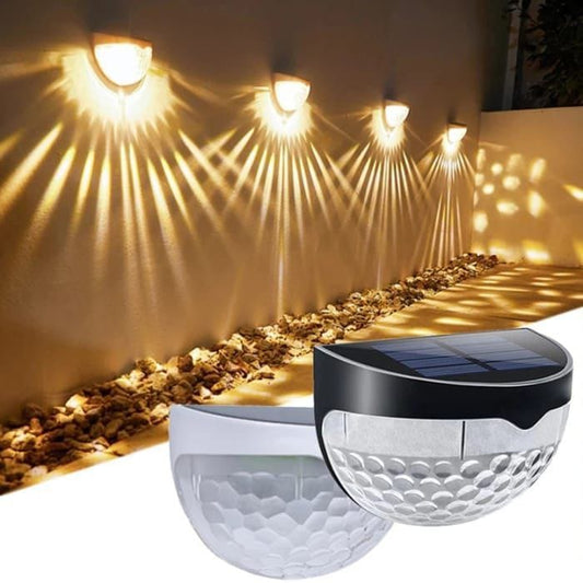 2 Pcs 6 LED SOLAR FENCE LIGHT,  2 pcs 6LED Solar Wall Light Outdoor Wall Lamps Waterproof Energy Lamps Step Courtyard Garden Decoration Lights