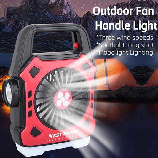 Multifunctional Camping Fan Outdoor Portable Light Quick Recharge Hand Light Electric Fan