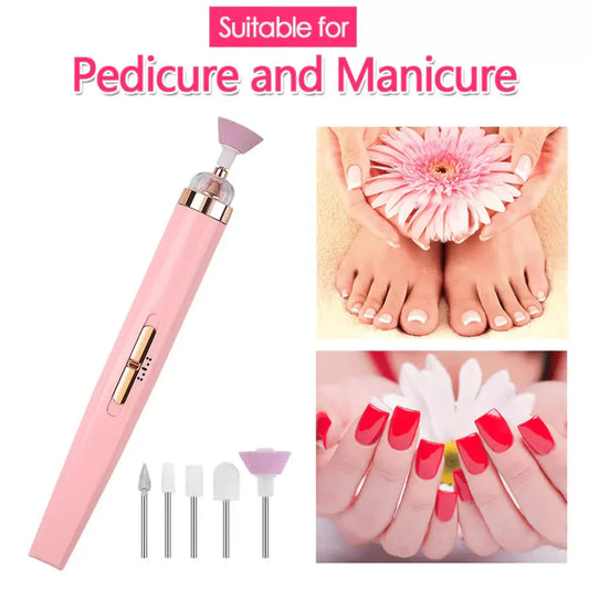 Salon Nails Kit, Electronic Rechargeable Nail File and Full Manicure and Pedicure Tool, Electronic Rechargeable Nail File, Buffer, Cuticles and Nail Polish Remover